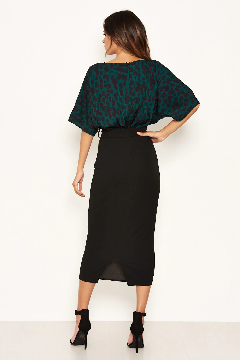 Green Animal Print 2 In 1 Midi Dress - Swimclubus