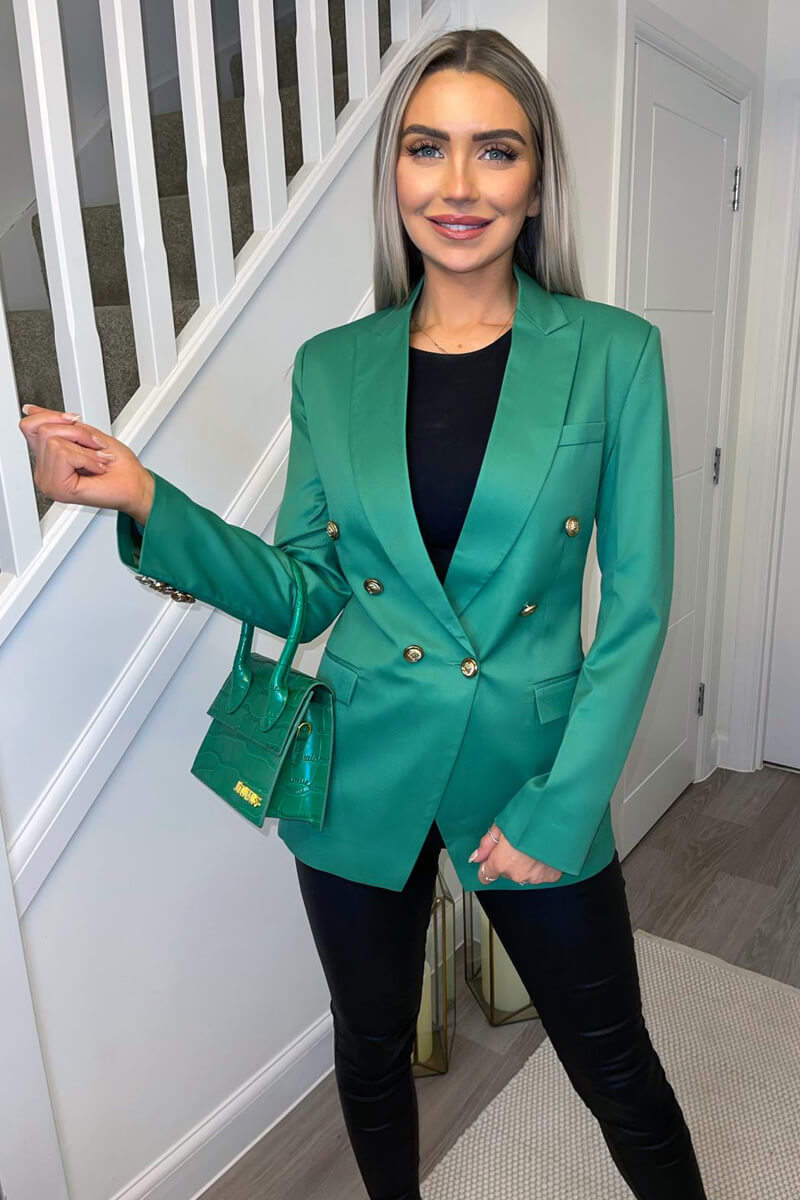 Green Military Style Blazer - Swimclubus