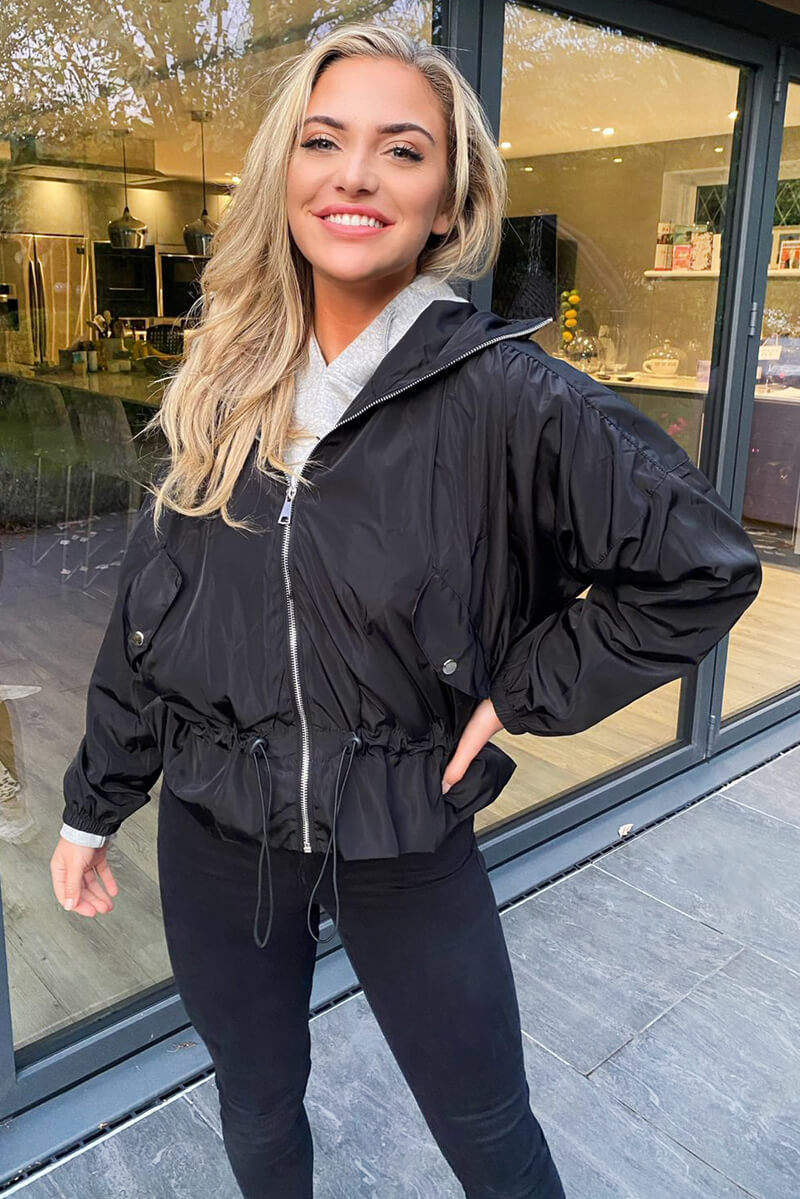 Black Zip Up Bomber Jacket - Swimclubus