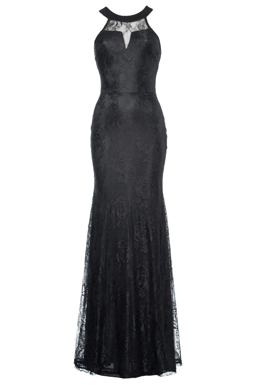 Black Lace Sleeveless Maxi      Dress - Swimclubus