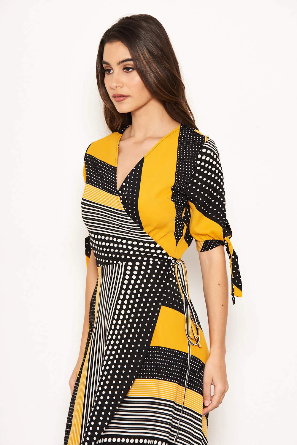 Yellow Multi Print Wrap Maxi Dress - Swimclubus
