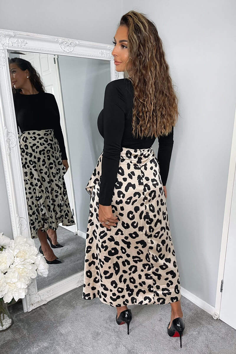 Multi Animal Print 2 in 1 Long Sleeve Midi Dress - Swimclubus