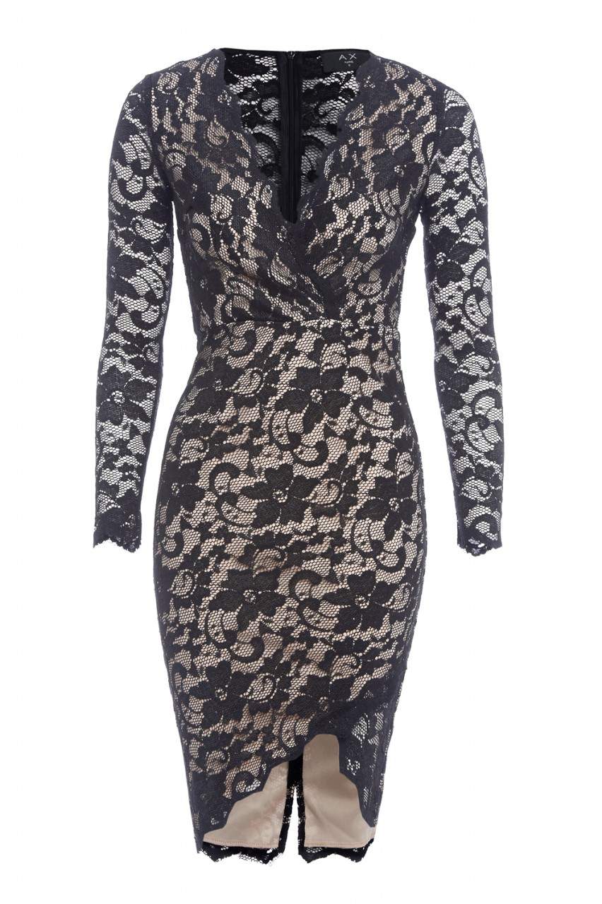 Contrast  Lace Wrap Front  Dress - Swimclubus