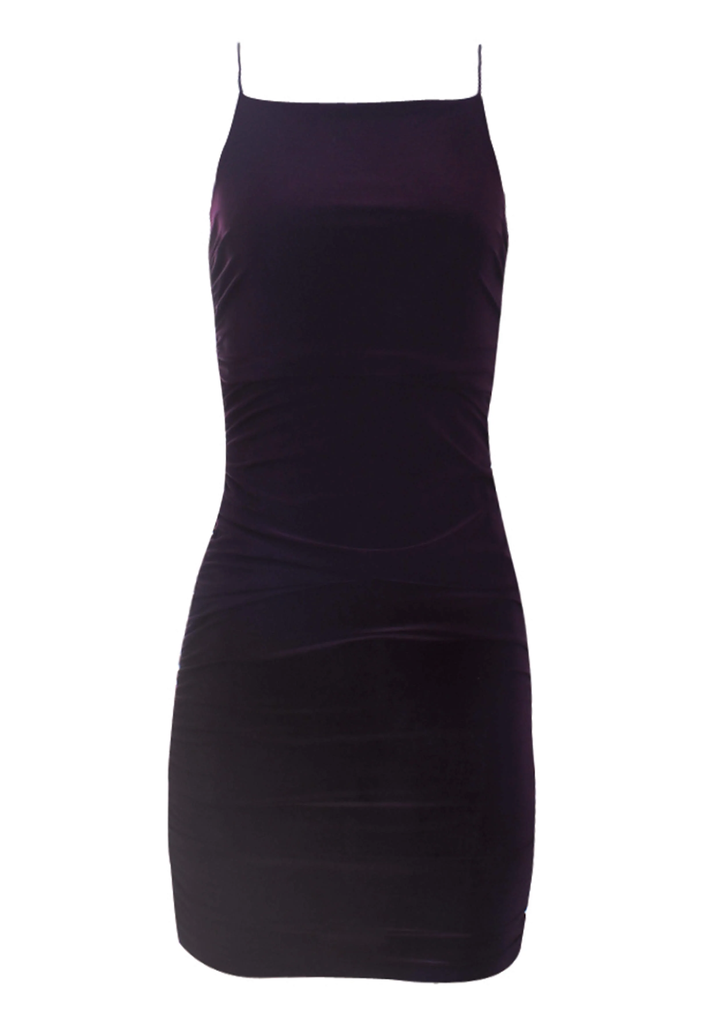 Plum Ruched Detail Halter Neck Dress - Swimclubus