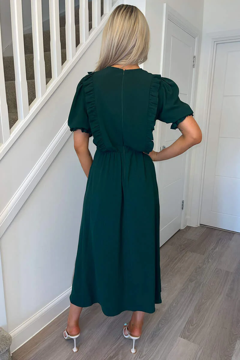 Teal Ruffle Split Leg Midi Dress - Swimclubus