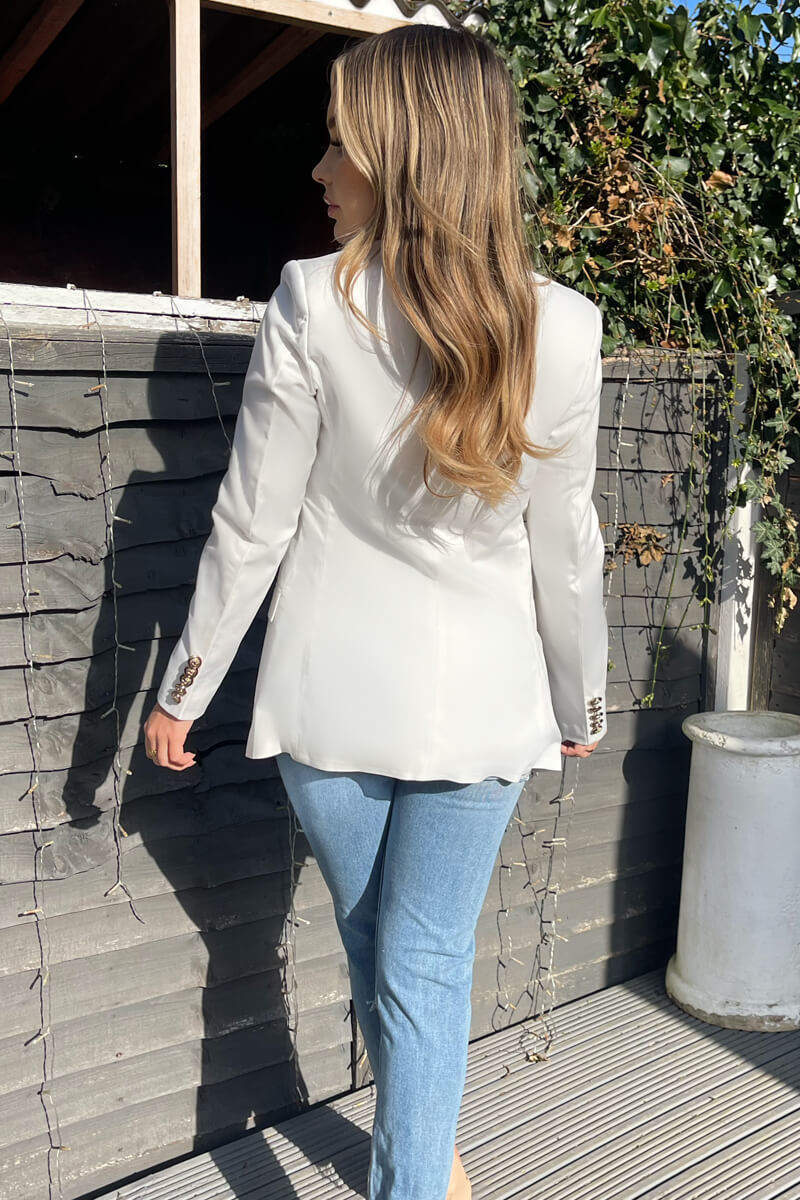 Cream Military Style Blazer - Swimclubus