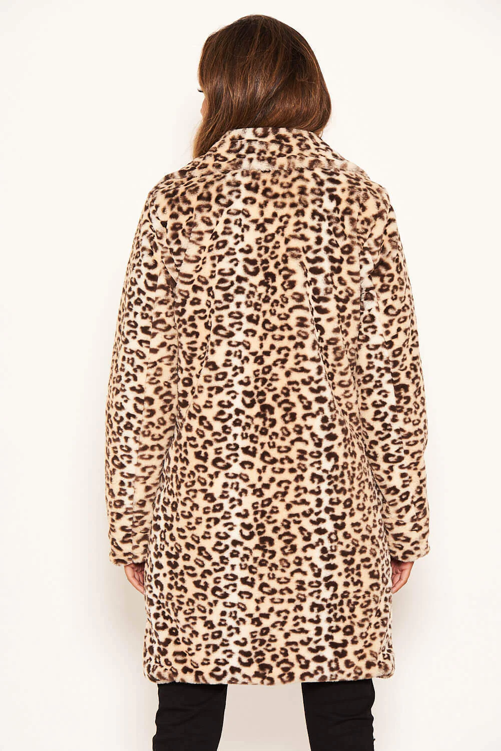 Animal Print Long Faux Fur Coat - Swimclubus