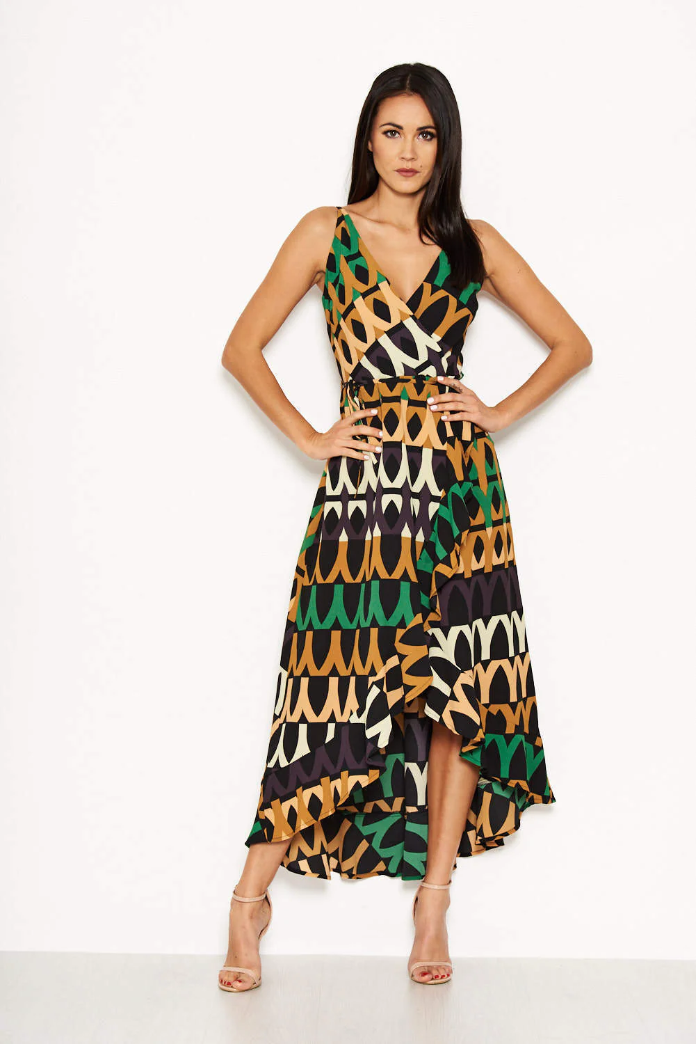 Green Abstract Printed Maxi Dress - Swimclubus