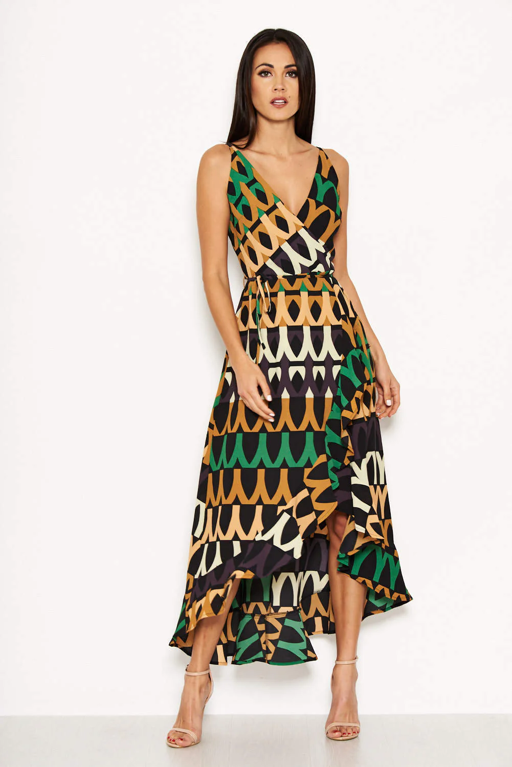 Green Abstract Printed Maxi Dress - Swimclubus