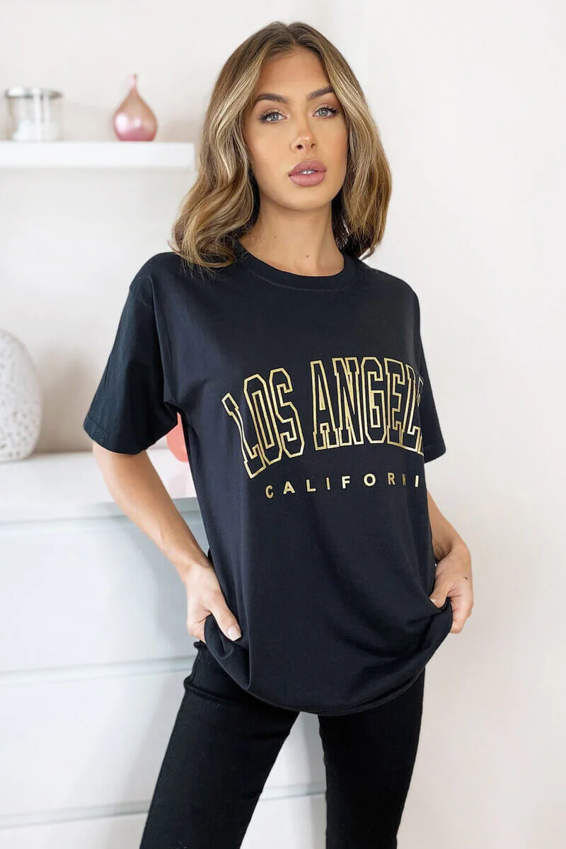 Black LA Oversized Tee - Swimclubus