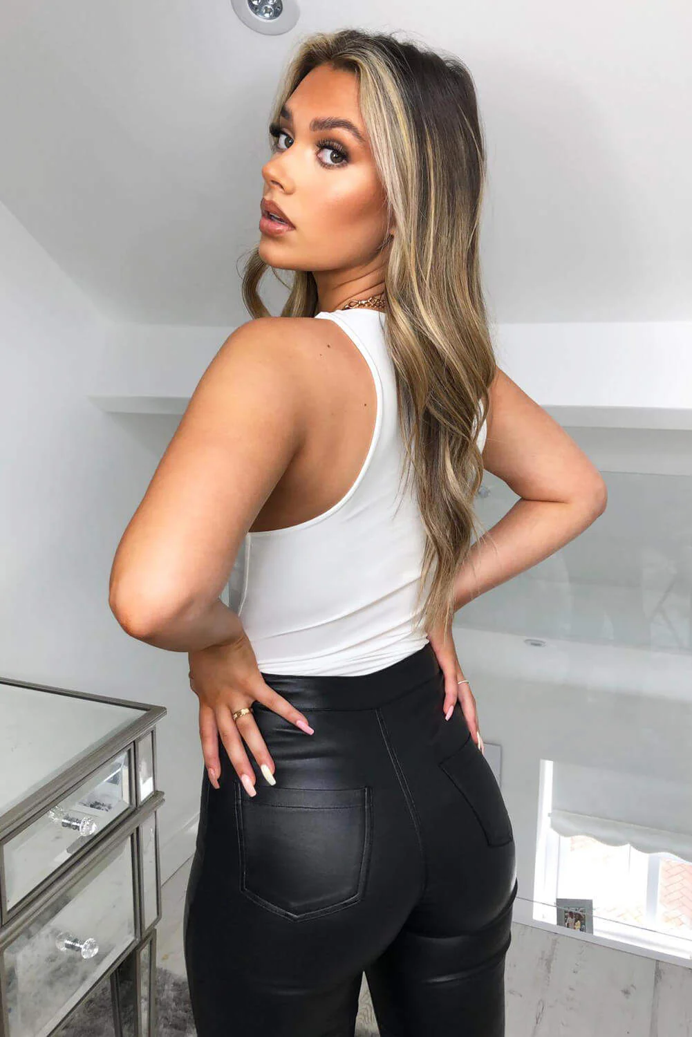 Cream Slinky Racer Back Bodysuit - Swimclubus