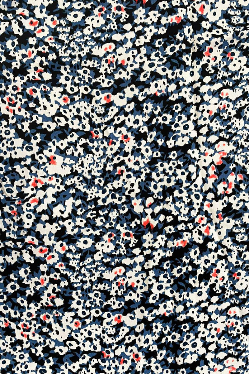 Blue Printed Ruffle Split Leg Midi Dress - Swimclubus