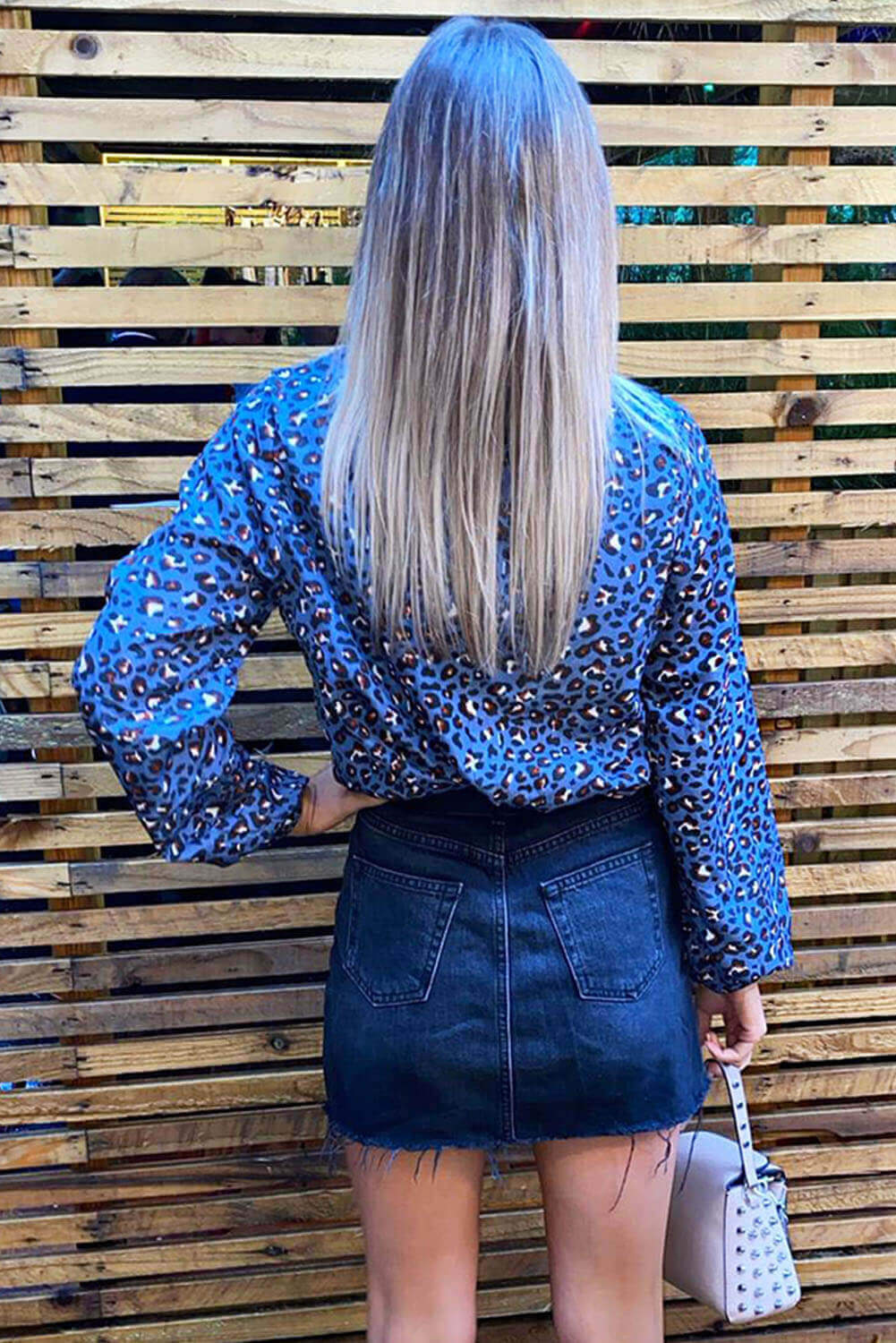 Blue Animal Print High Neck Elasticated Top - Swimclubus