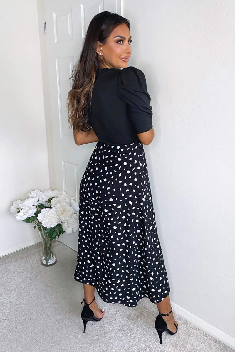 Black 2 in 1 Wrap Over Printed Dress - Swimclubus