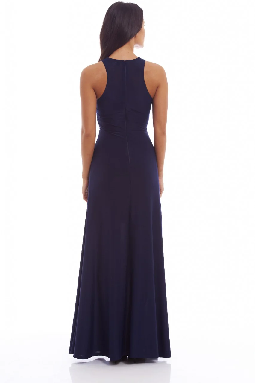 Navy Crochet Detail  Maxi Dress - Swimclubus