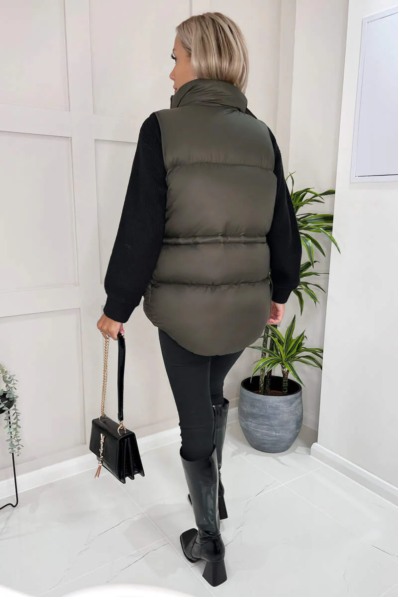 Khaki Short Padded Gilet - Swimclubus