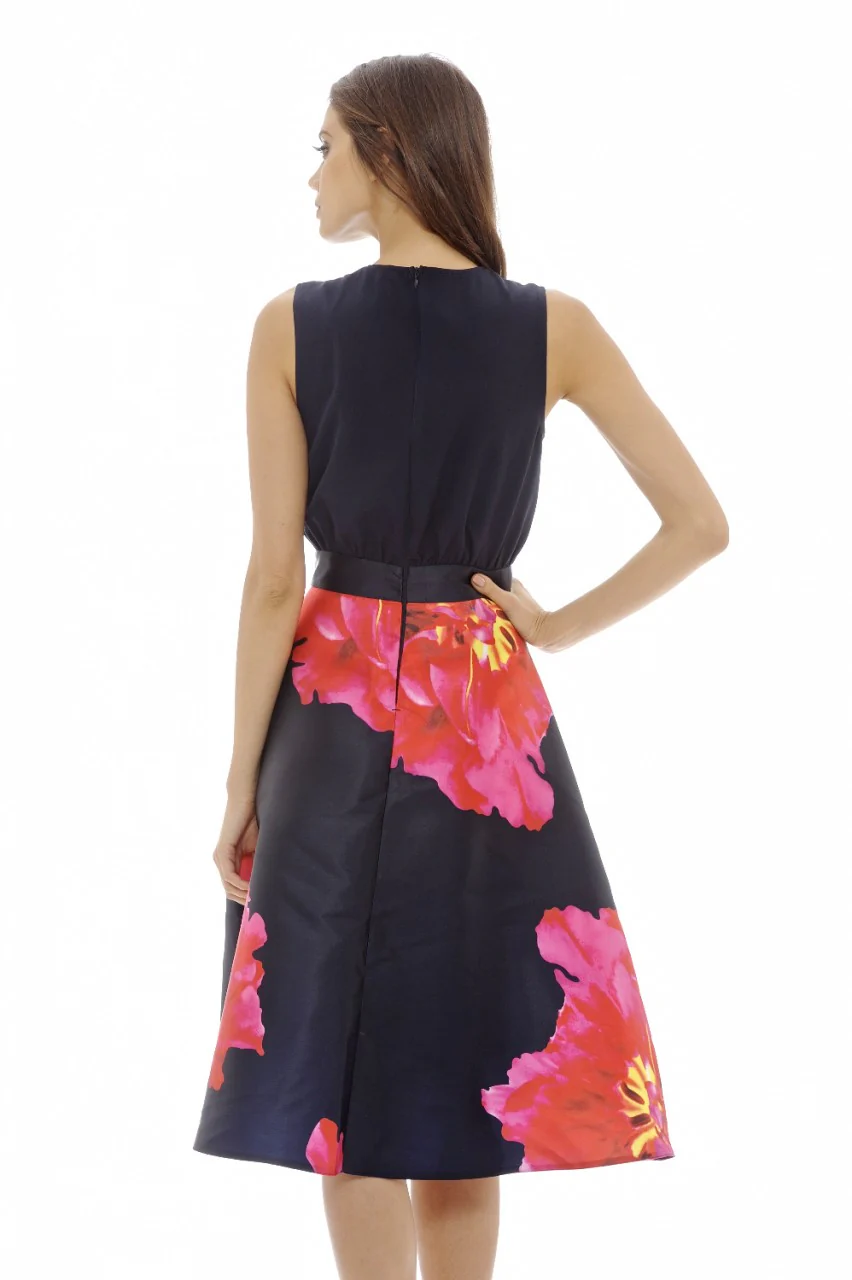 Navy 2 in 1 Floral Midi   Dress - Swimclubus
