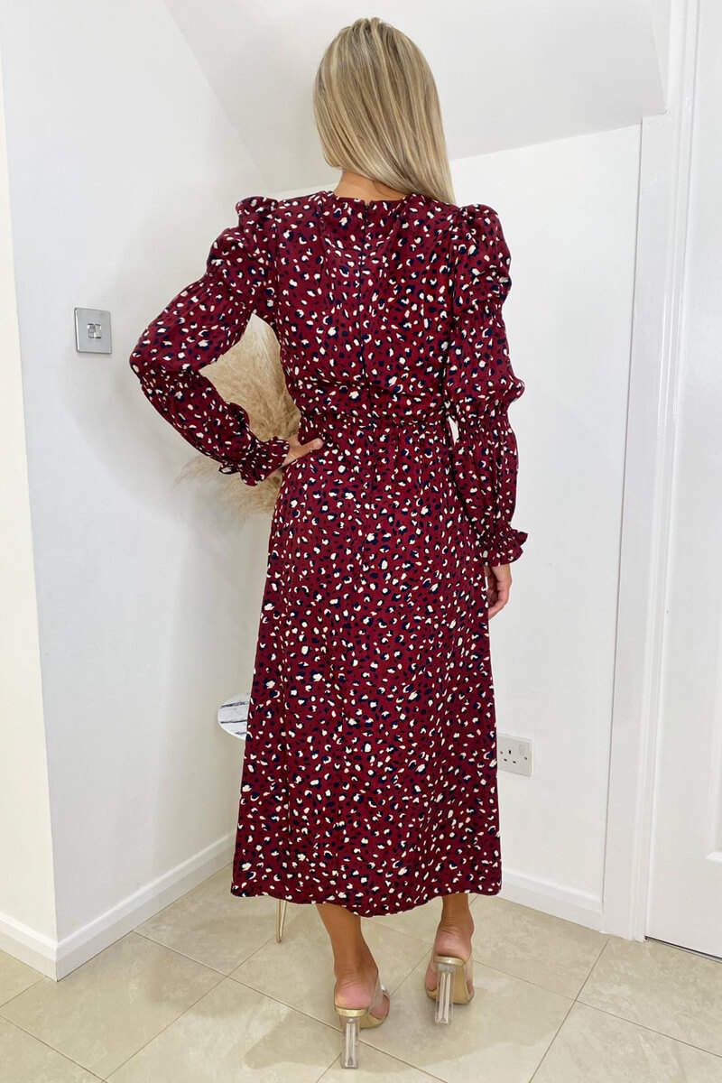 Plum Animal Printed Elasticated Sleeve Midi Dress - Swimclubus