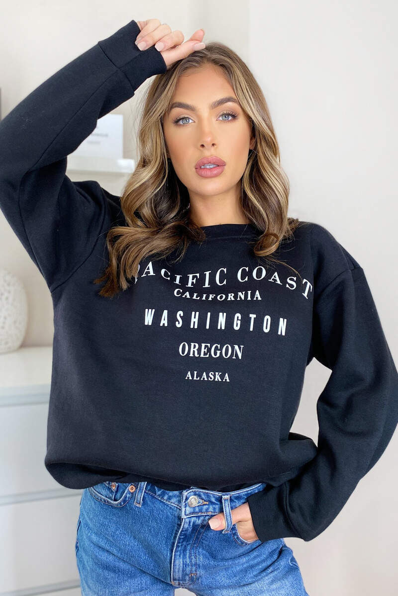 Black Pacific Coast Sweatshirt - Swimclubus