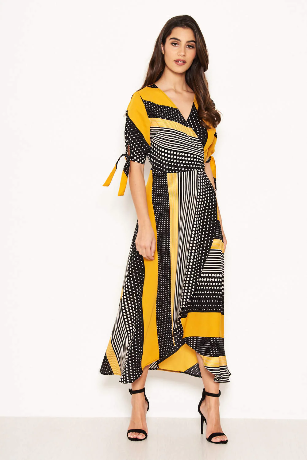 Yellow Multi Print Wrap Maxi Dress - Swimclubus