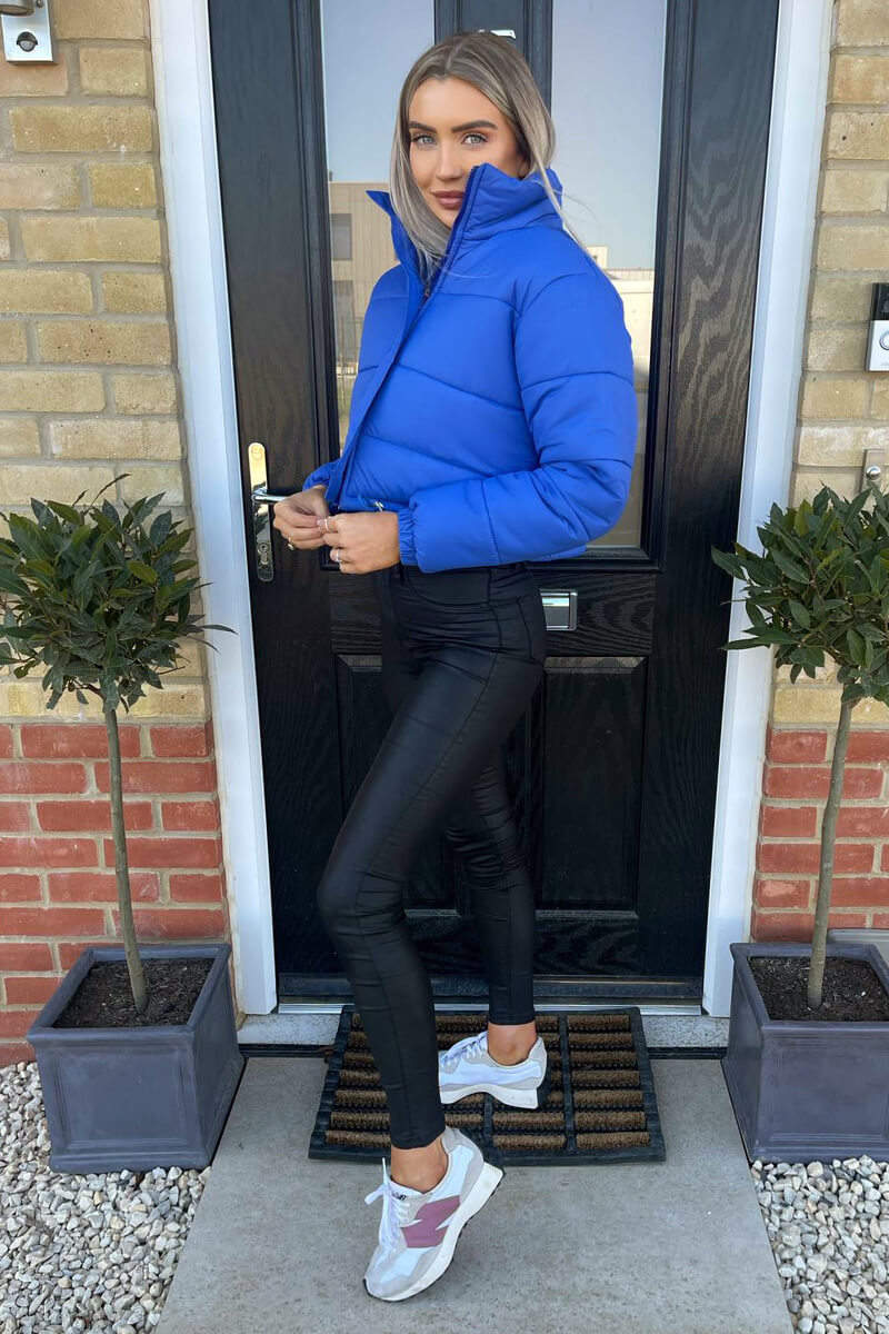 Royal Blue Cropped Puffer Jacket - Swimclubus