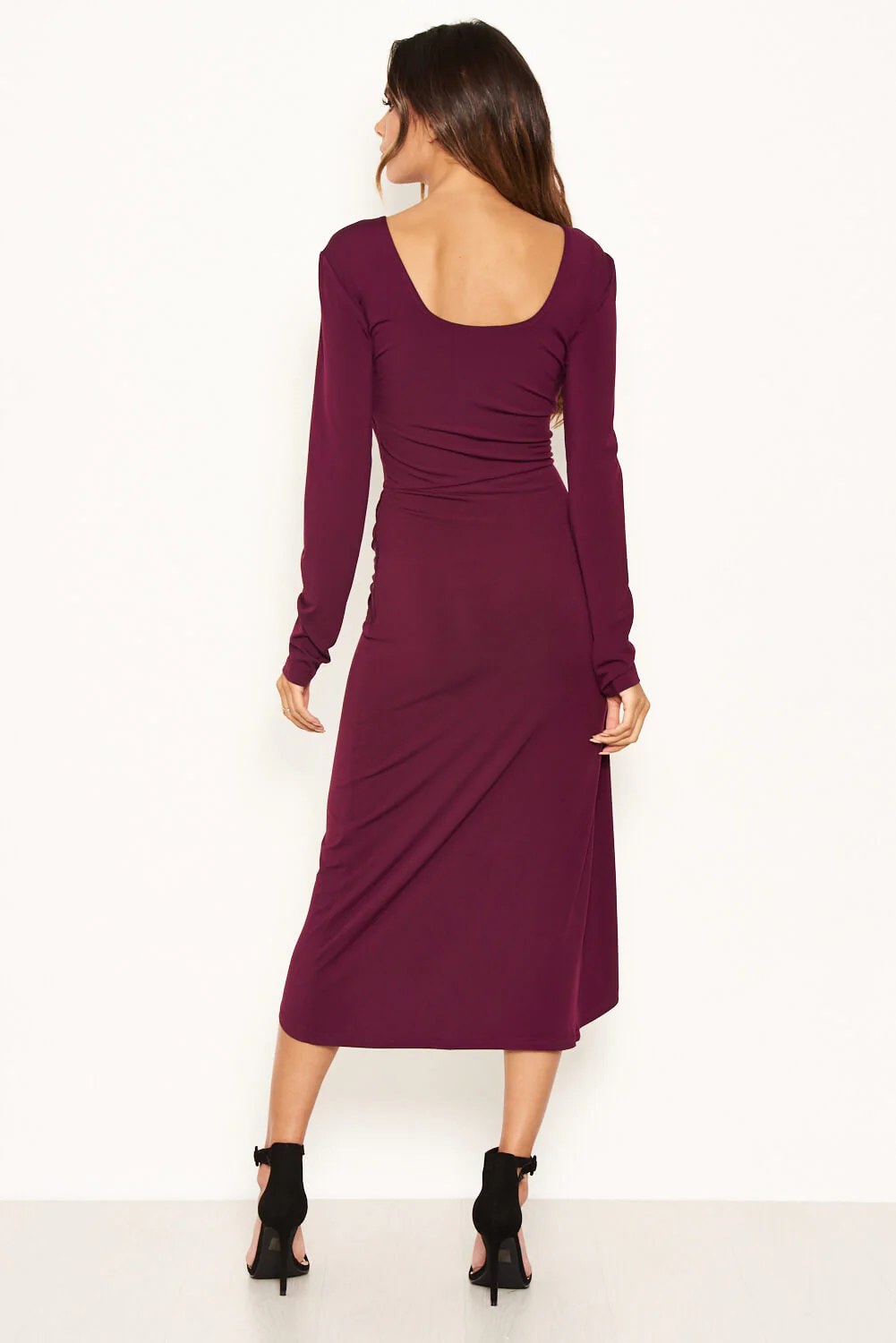 Plum Knot Front Bodycon Midi Dress - Swimclubus