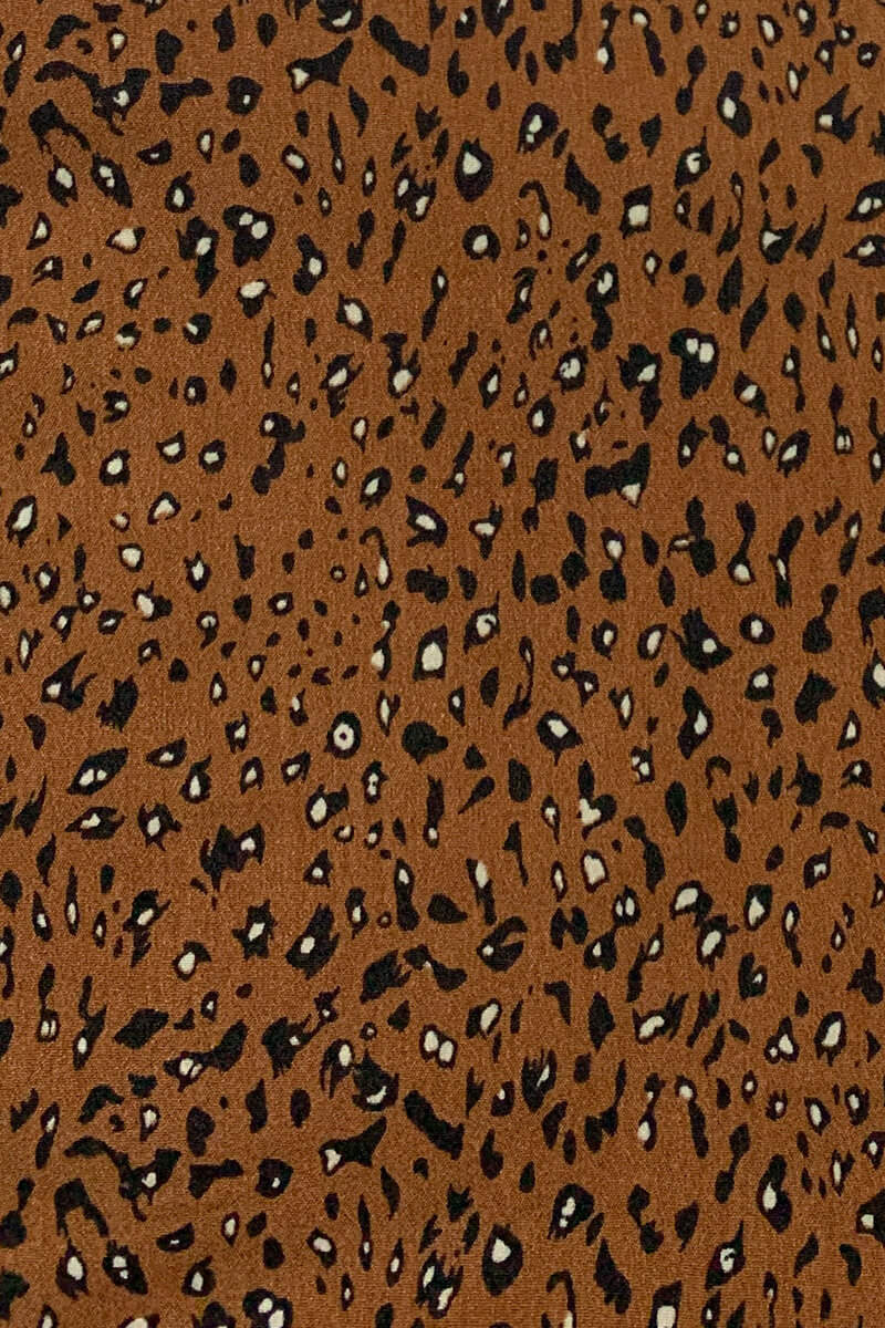 Tan Animal Printed Frill Hem Midi Dress - Swimclubus