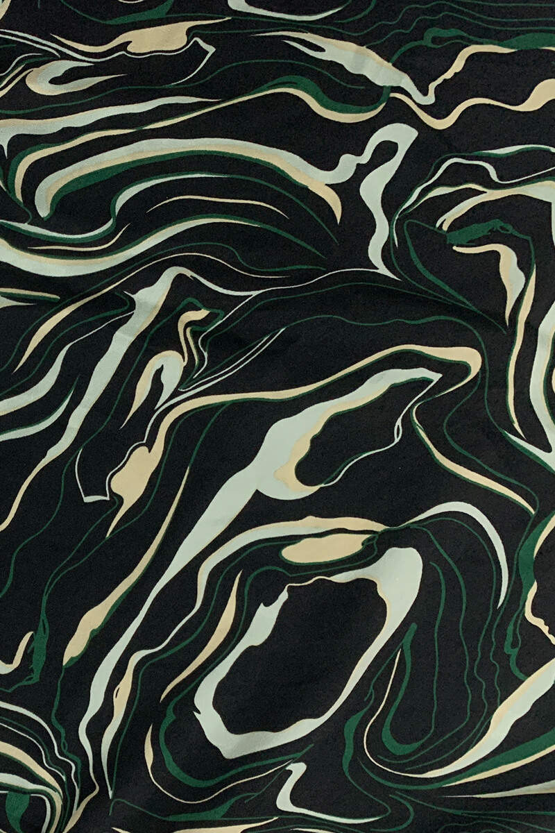 Black And Green 2 in 1 Marble Print Wrap Dress - Swimclubus