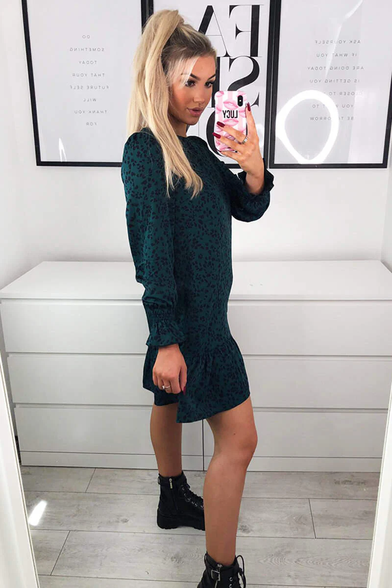 Teal Frill Hem Shift Dress - Swimclubus