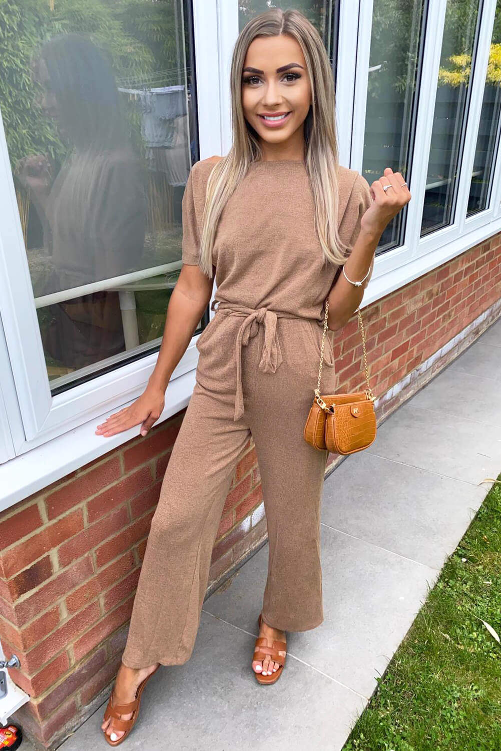 Camel Knitted Jumpsuit - Swimclubus