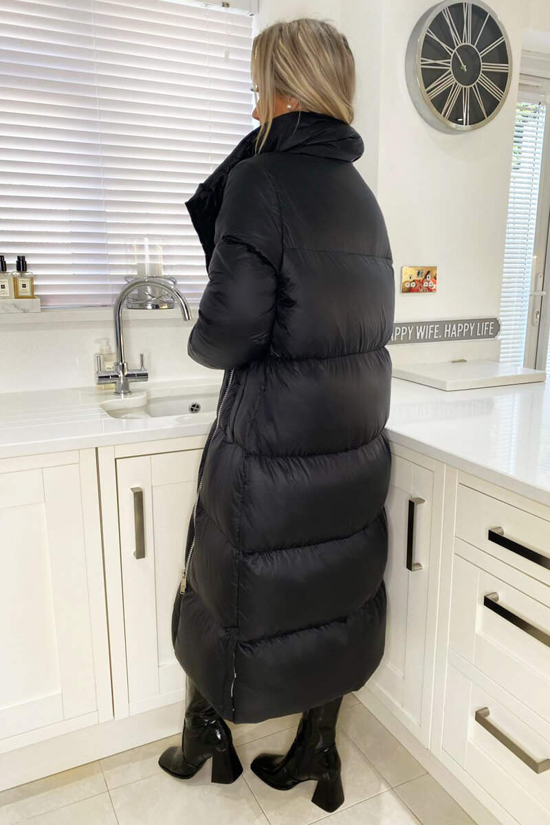 Black Wrap Puffer Coat - Swimclubus