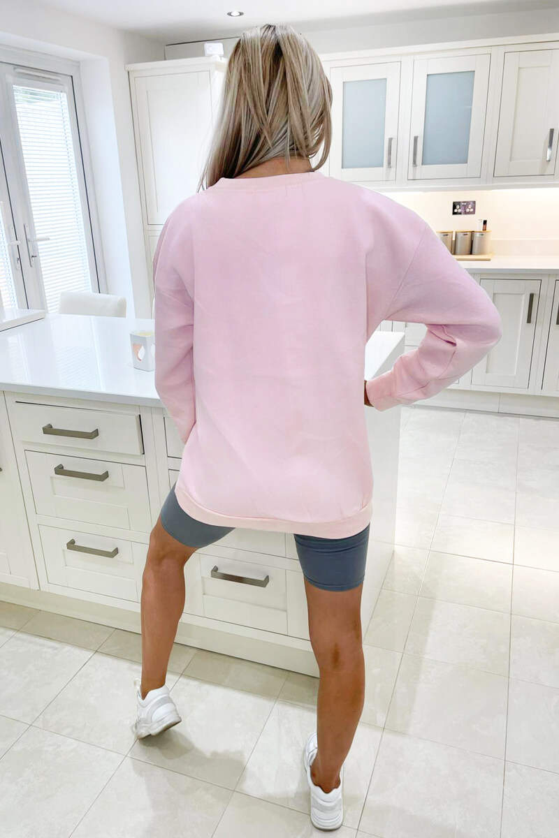 Pink Butterfly Printed Oversized Sweatshirt - Swimclubus