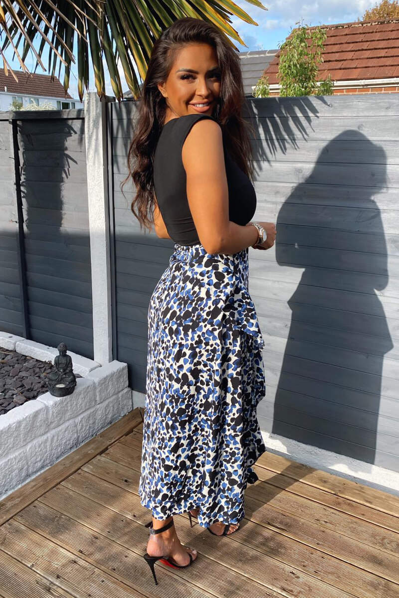 Blue Printed Skirt 2 in 1 Midi Dress - Swimclubus