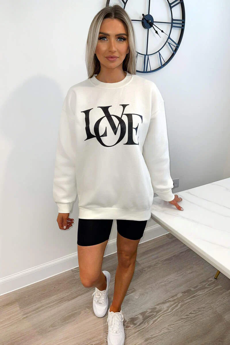 Cream LOVE Sweatshirt - Swimclubus