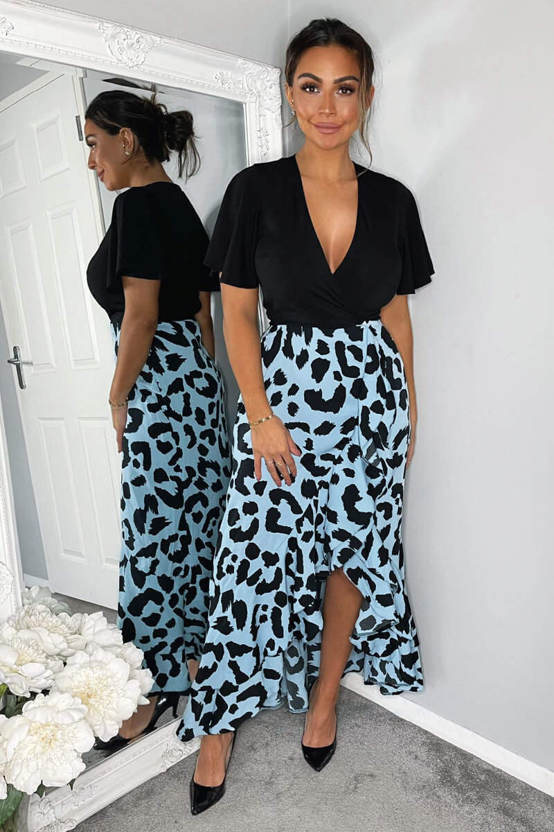 Blue Animal Printed 2 in 1 Midi Dress - Swimclubus