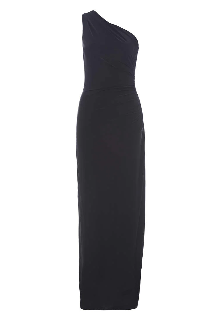 One Shoulder Leg Split  Slinky Maxi Dress - Swimclubus