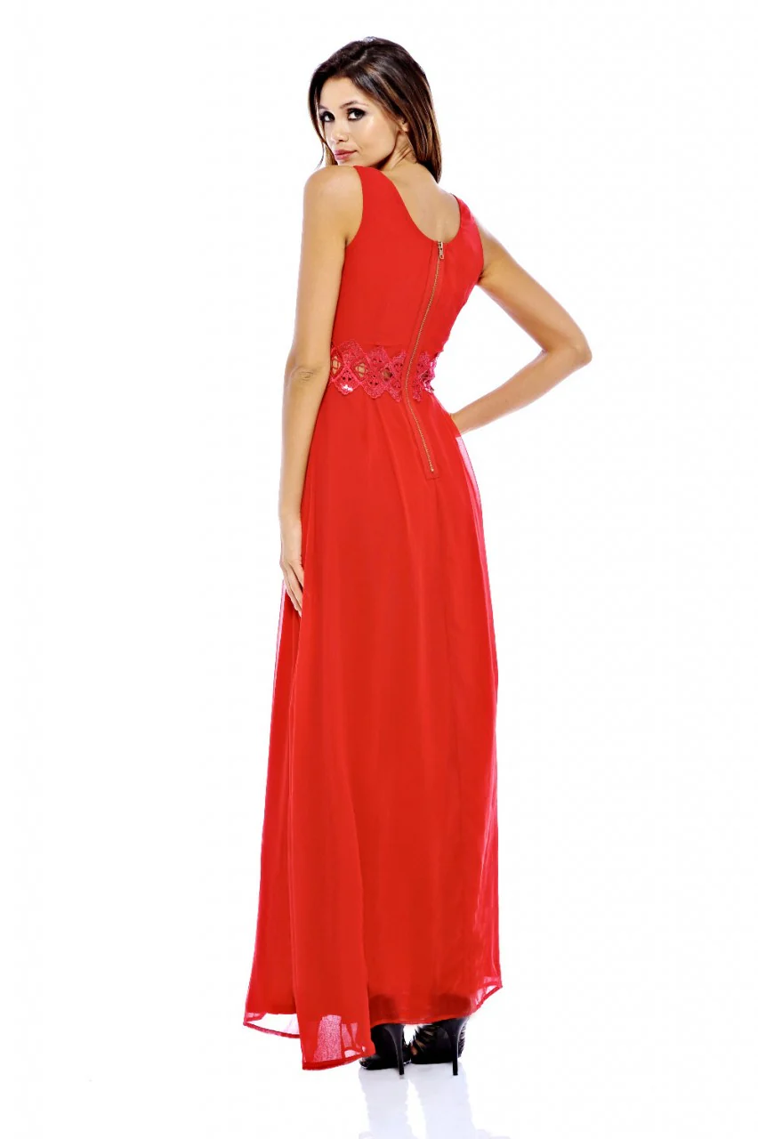 Embellished  Waist Chiffon Maxi Dress - Swimclubus