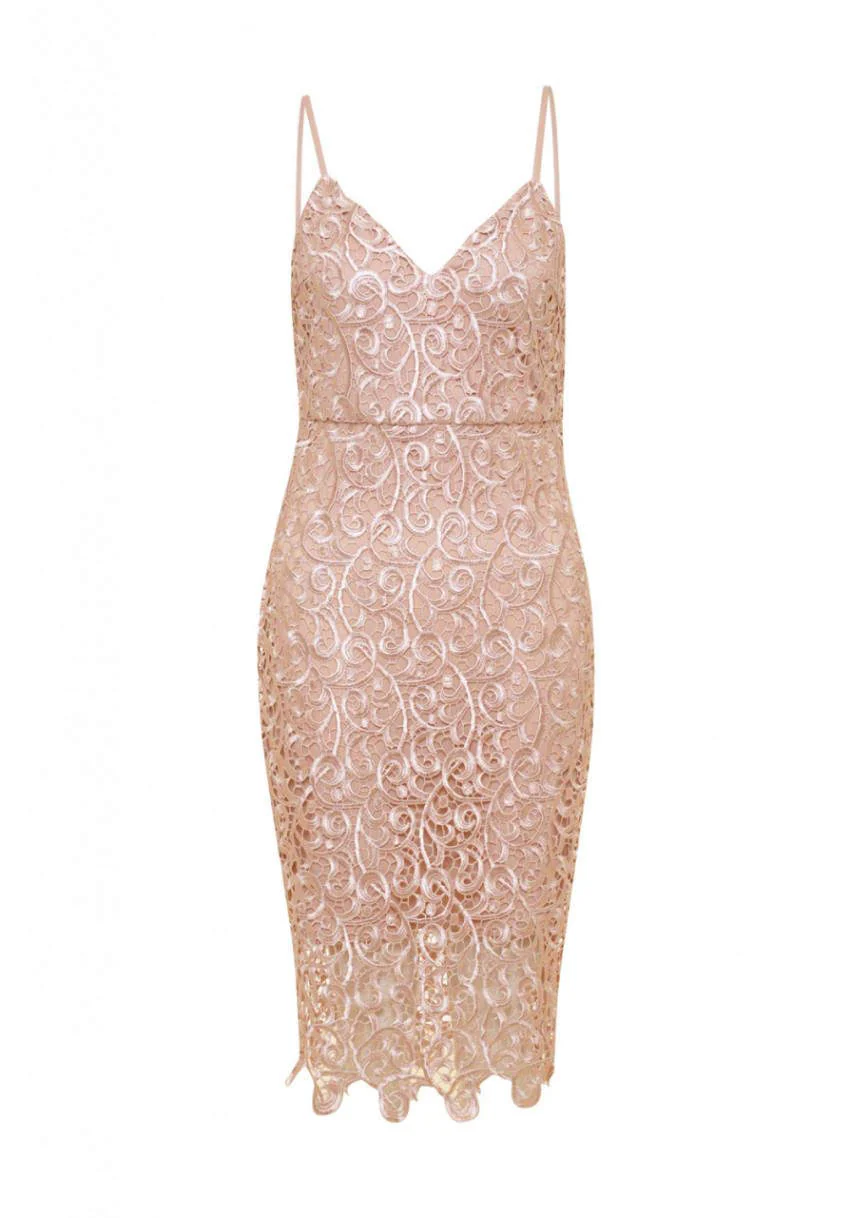 V Neck Crochet Midi Dress - Swimclubus