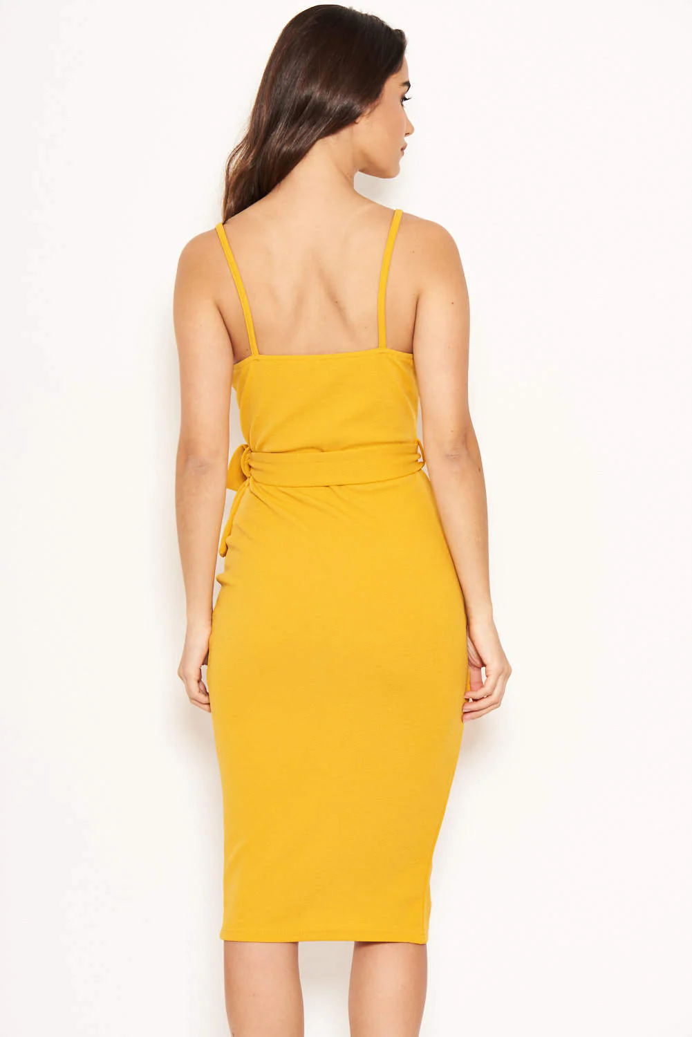 Yellow Button Front Detail Dress - Swimclubus