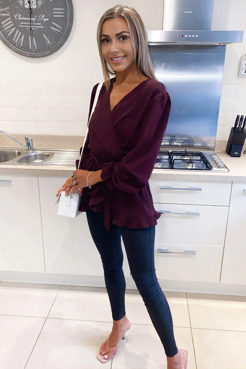 Plum Frill Wrap Top - Swimclubus