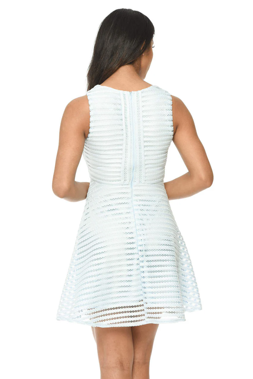 Blue A Line Dress With Mesh Detail - Swimclubus
