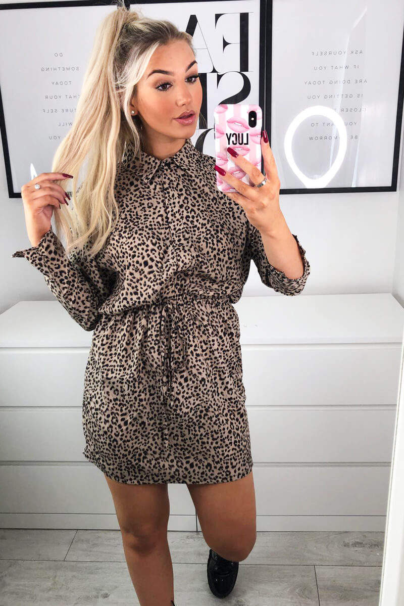 Multi Animal Print Shirt Dress - Swimclubus