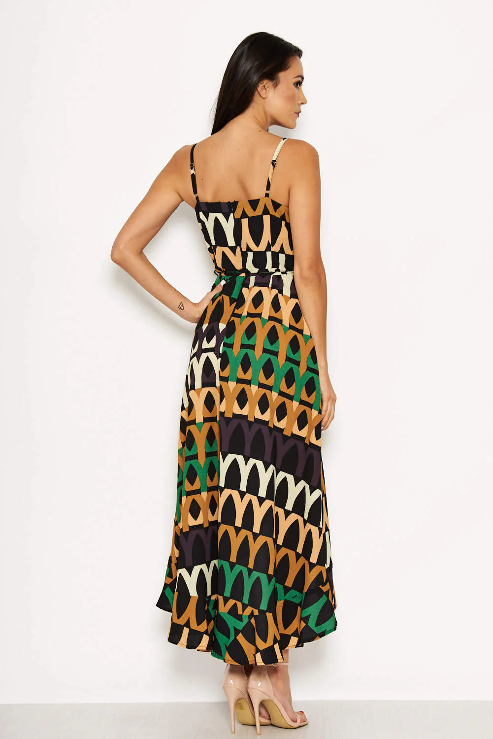 Green Abstract Printed Maxi Dress - Swimclubus