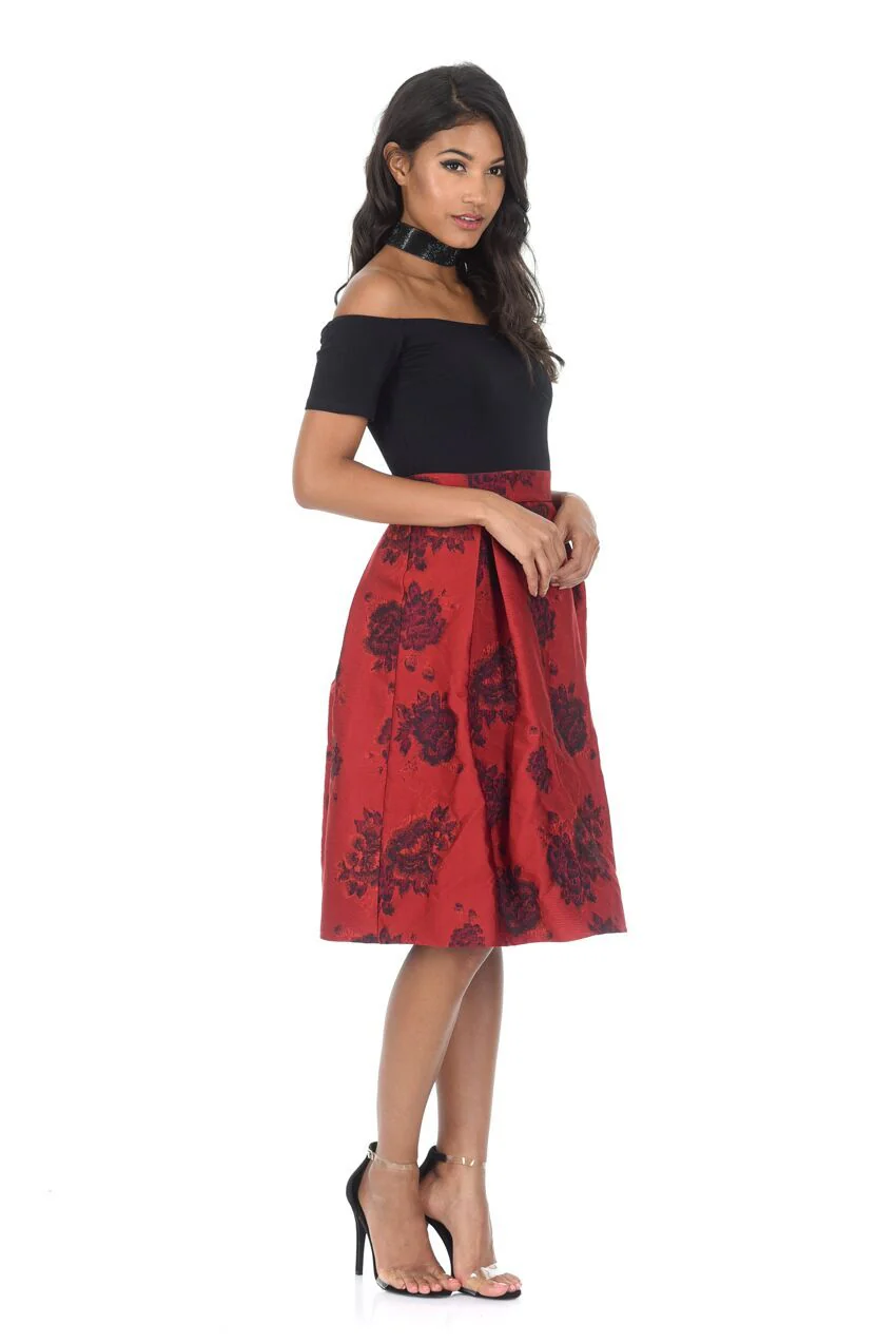 Black/Red Contrast 2 In 1 Dress - Swimclubus