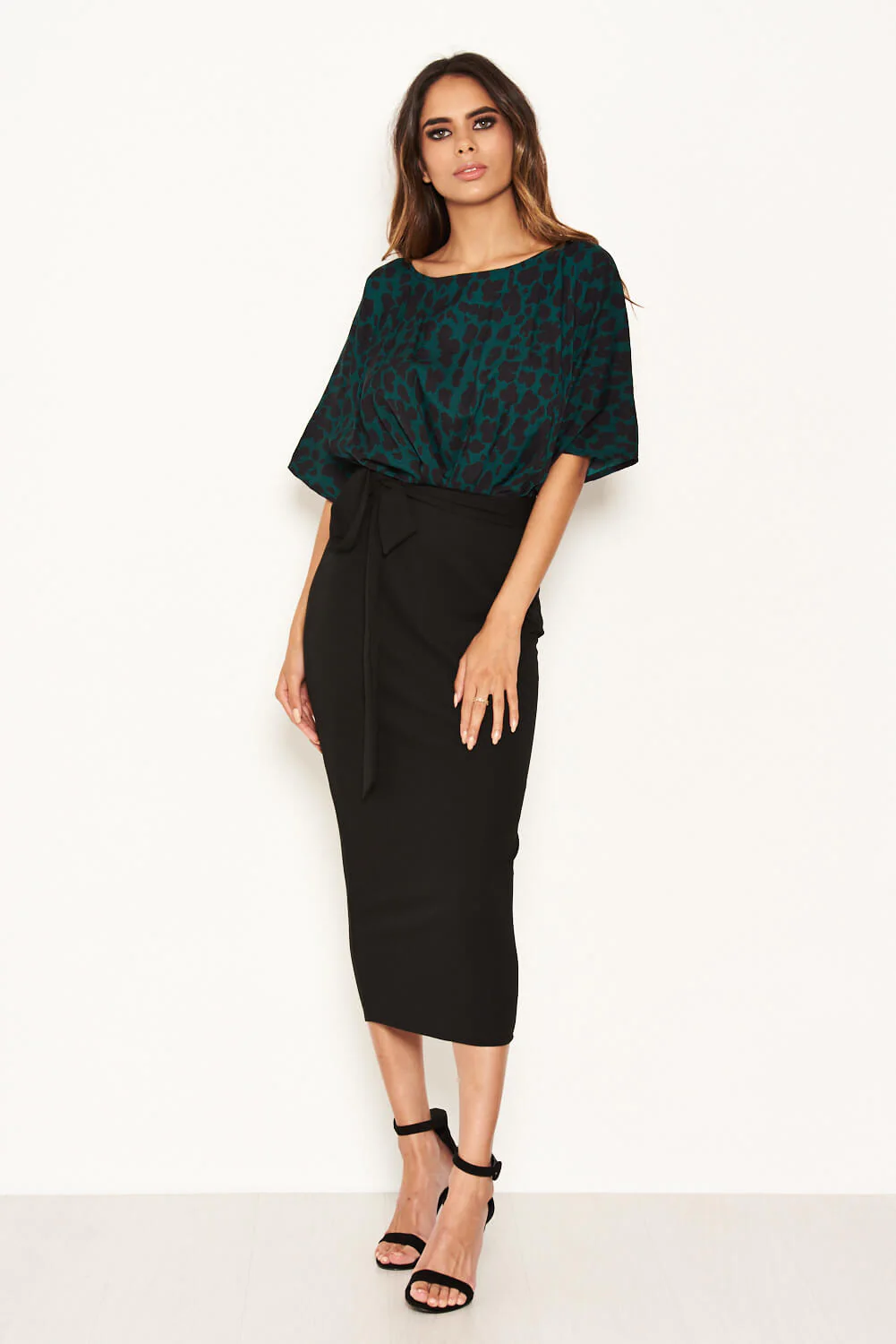 Green Animal Print 2 In 1 Midi Dress - Swimclubus