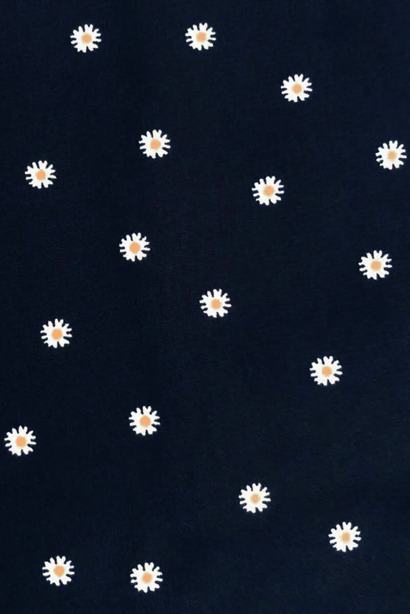 Navy Ditsy Daisy Print Frill Hem Shift Dress - Swimclubus