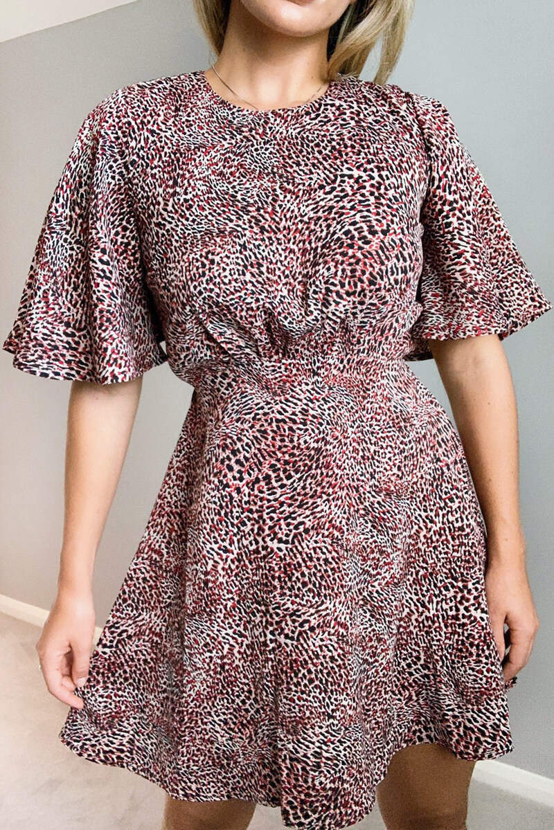 Multi Bell Sleeve Skater Dress - Swimclubus