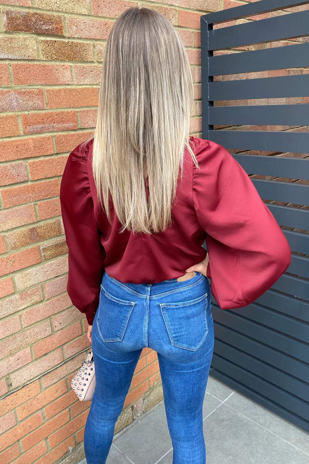 Wine Balloon Sleeve Cuff Top - Swimclubus