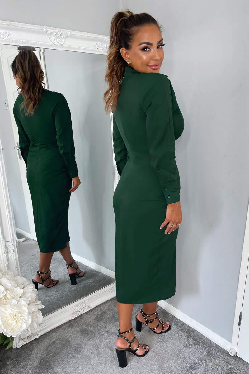 Teal Button Up Midi Dress - Swimclubus