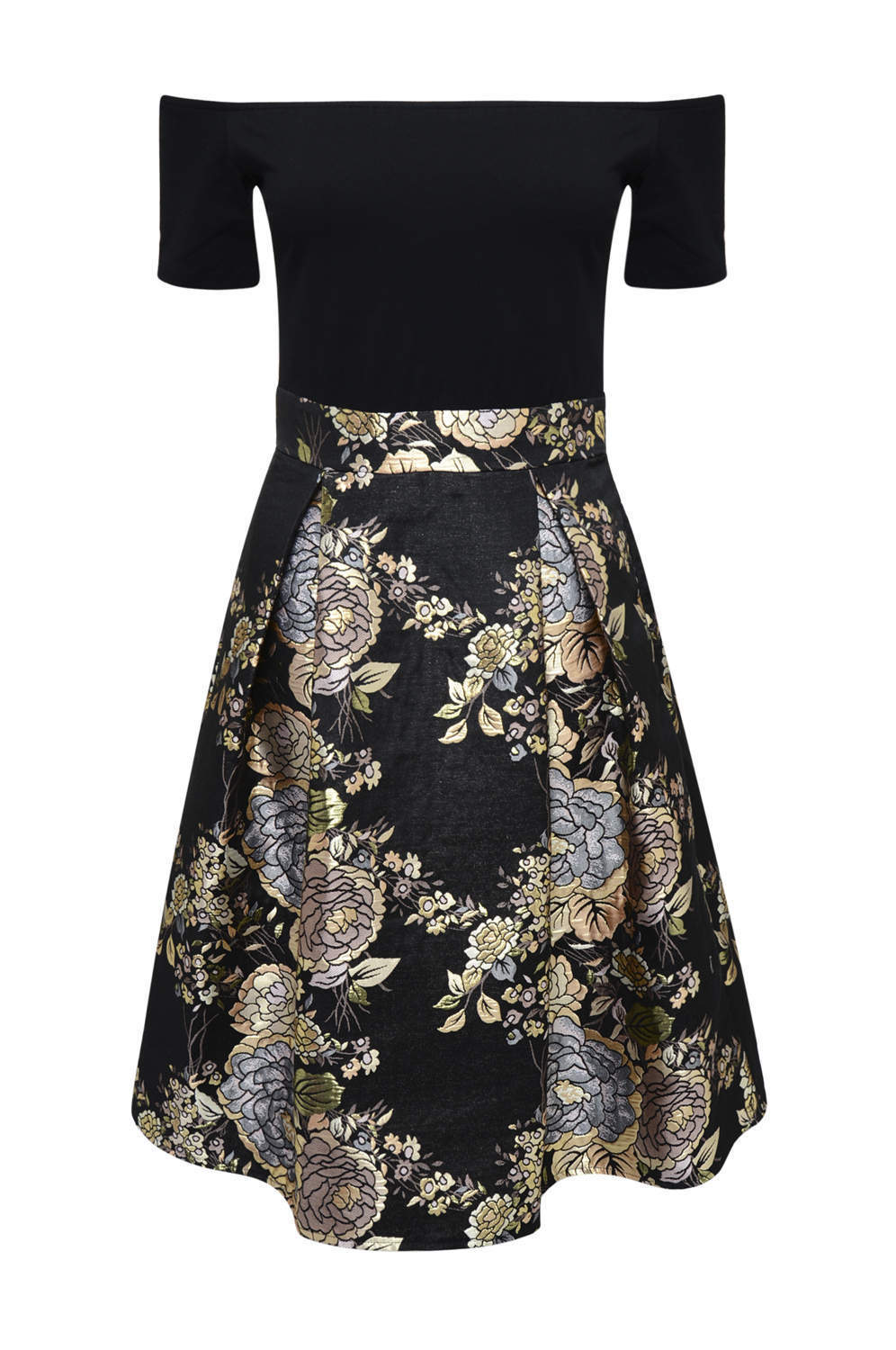 Black Bardot Midi Skater Dress - Swimclubus